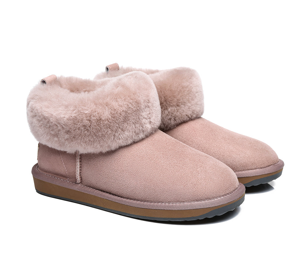 Emmy Women's Sheepskin Slippers with Fluffy Collar by TARRAMARRA