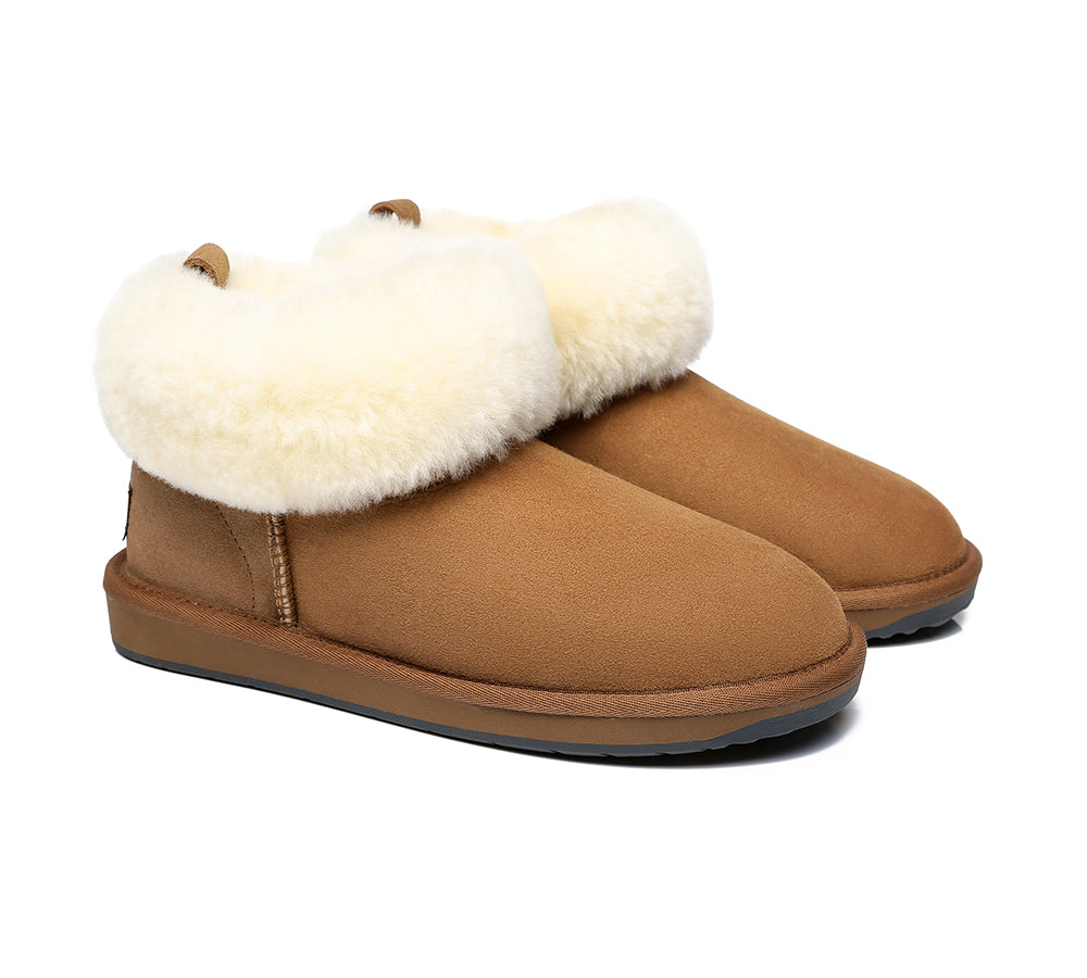 Emmy Women's Sheepskin Slippers with Fluffy Collar by TARRAMARRA