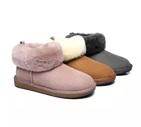 Emmy Women's Sheepskin Slippers with Fluffy Collar by TARRAMARRA