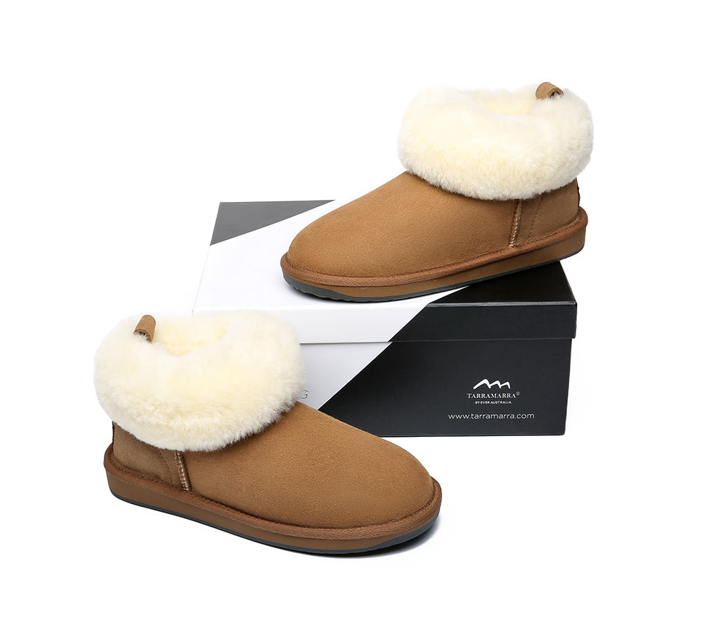 Emmy Women's Sheepskin Slippers with Fluffy Collar by TARRAMARRA