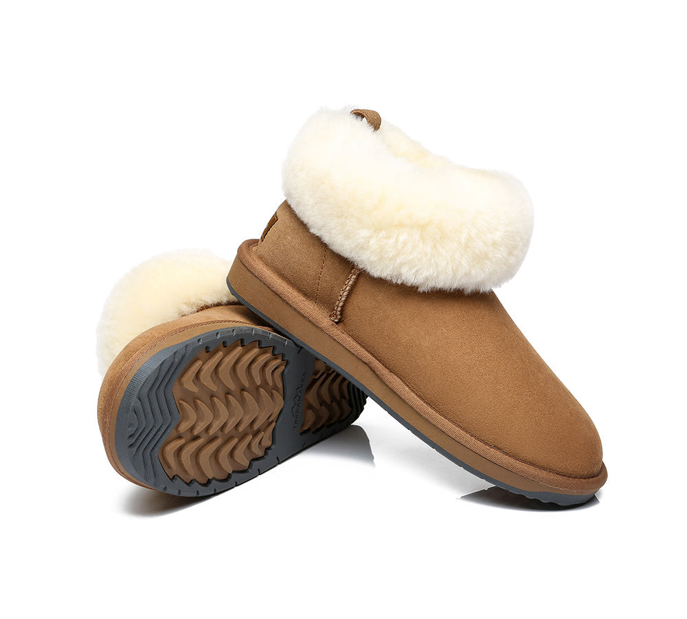 Emmy Women's Sheepskin Slippers with Fluffy Collar by TARRAMARRA