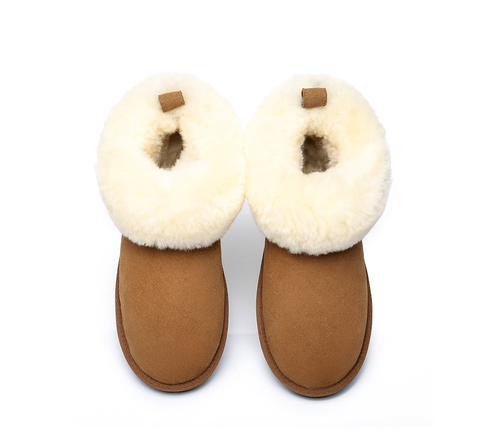 Emmy Women's Sheepskin Slippers with Fluffy Collar by TARRAMARRA