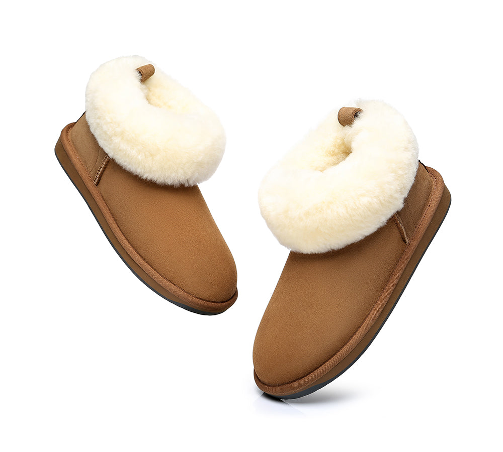 Emmy Women's Sheepskin Slippers with Fluffy Collar by TARRAMARRA