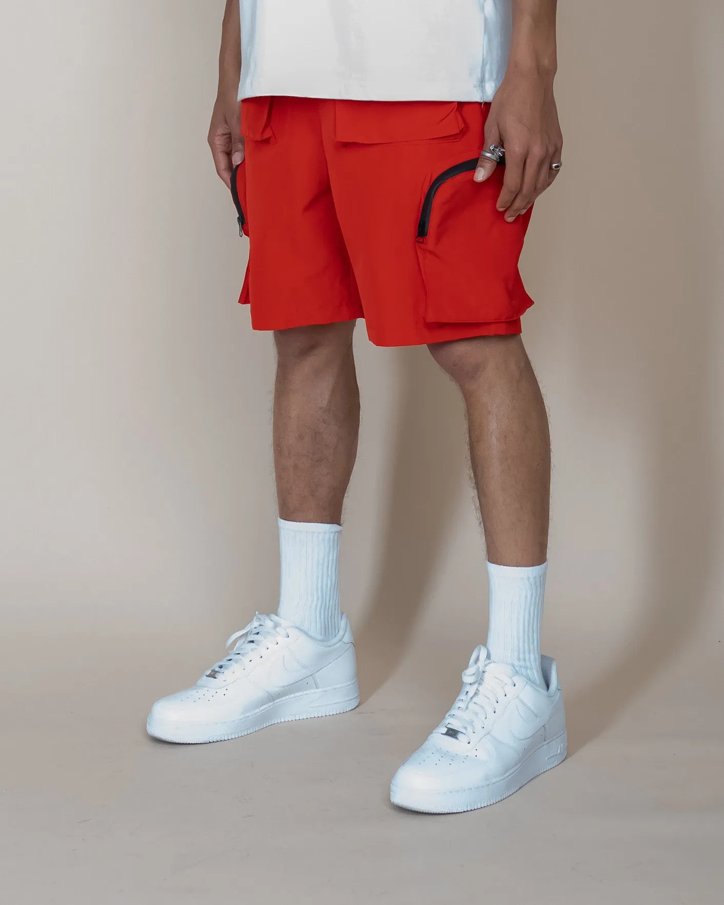 EPTM red cargo shorts - dope boy style.