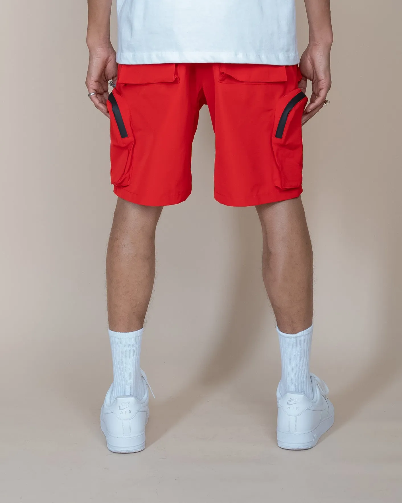 EPTM red cargo shorts - dope boy style.