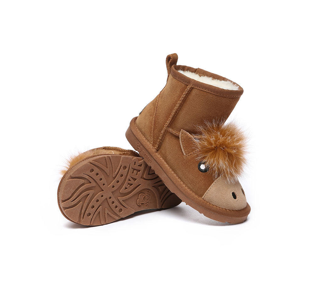 EVERAU Kids Sheepskin Boots Pony Kids Plus