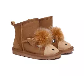 EVERAU Kids Sheepskin Boots Pony Kids Plus