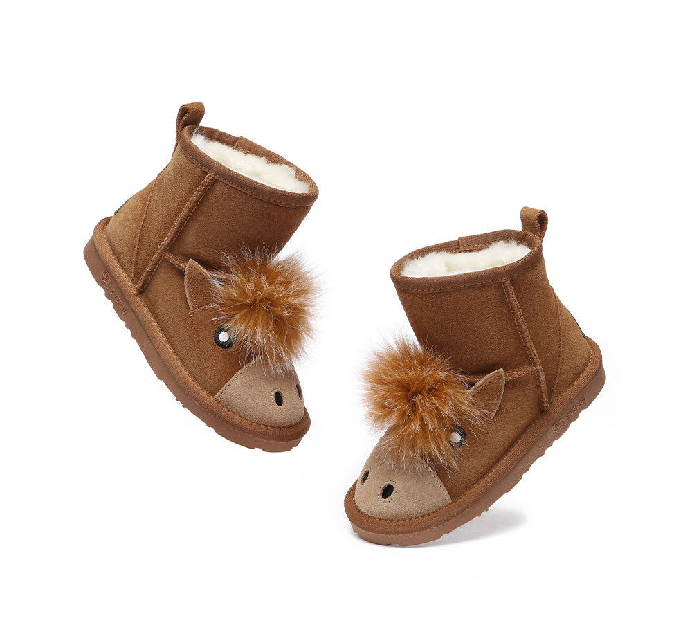 EVERAU Kids Sheepskin Boots Pony Kids Plus