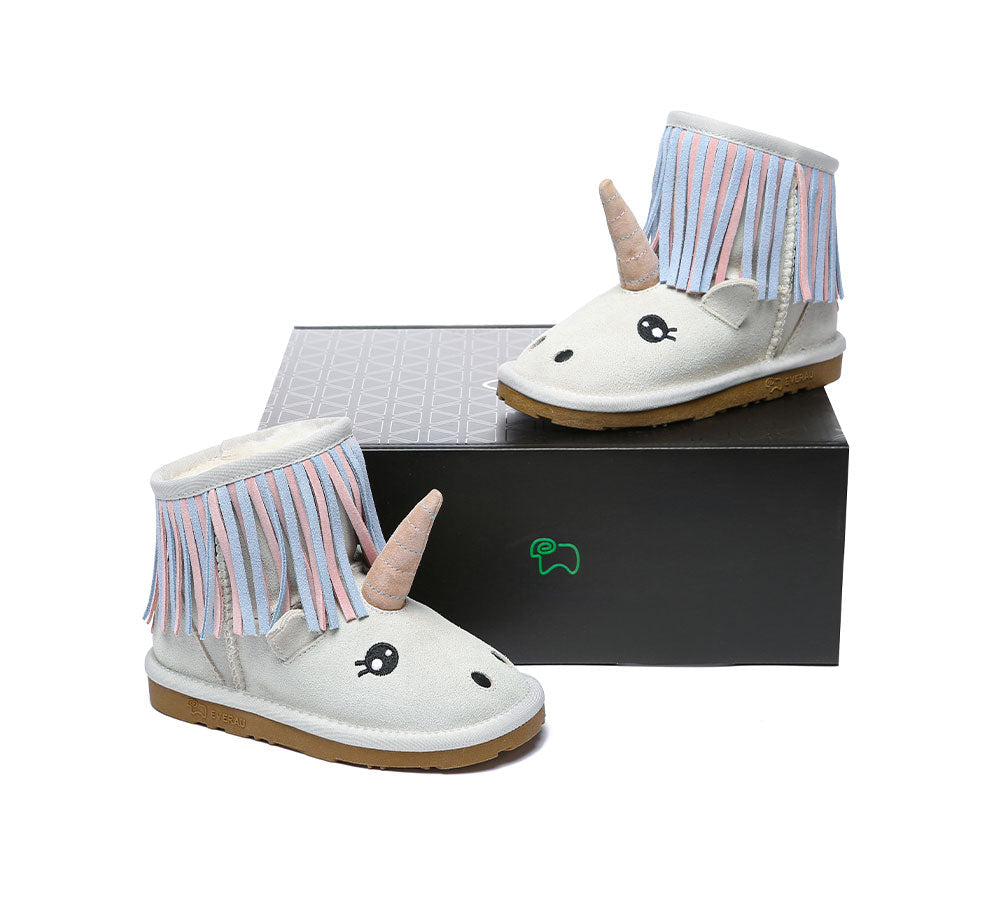 Everau Unicorn Kids Plus Sheepskin Boots