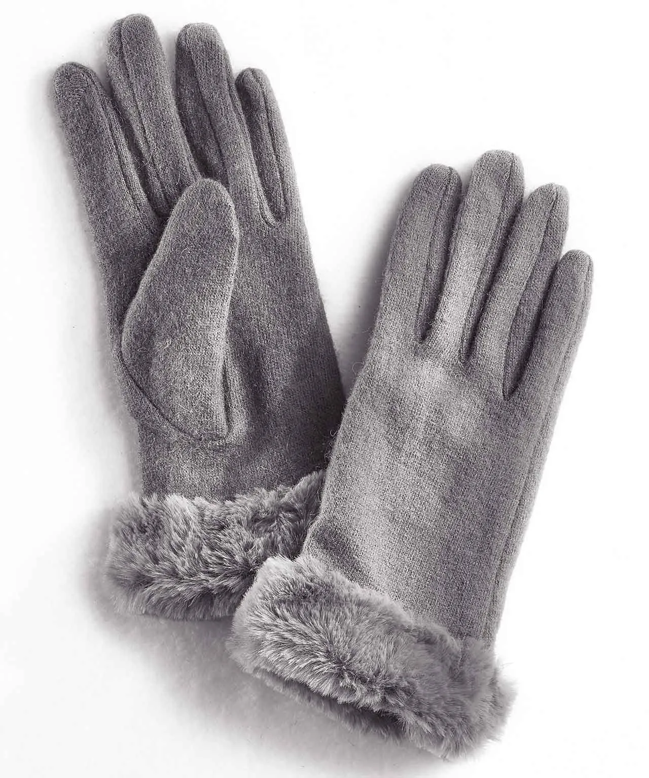 Fashionable Faux-fur Trim Gloves