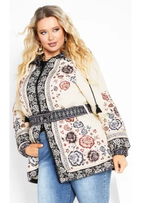 Flora Puffer Jacket - Floral Print Puffer Coat for Women