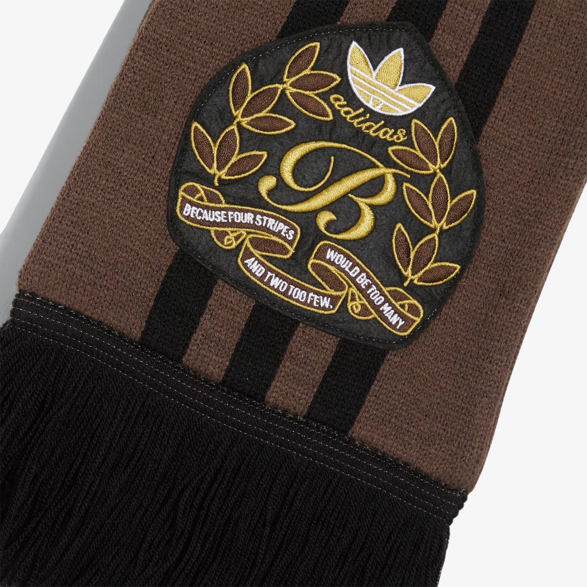 Football scarf, brown color, insignia pattern, buy online.