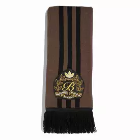 Football scarf, brown color, insignia pattern, buy online.