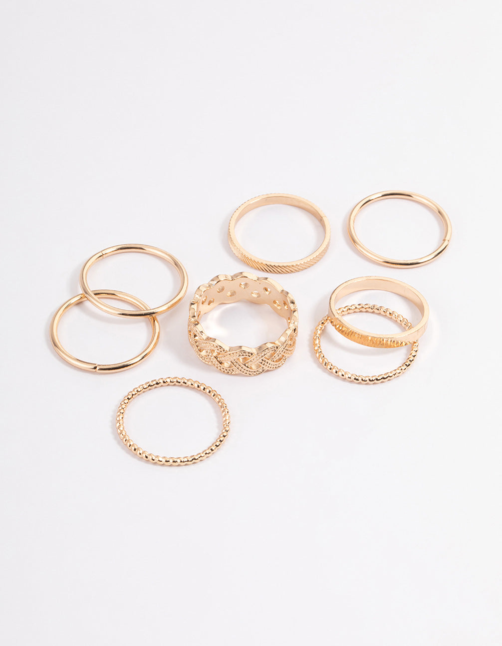 Gold Braided Ring Set: 8-Pack