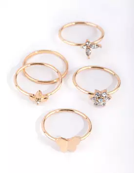 gold butterfly garden ring 6 pack