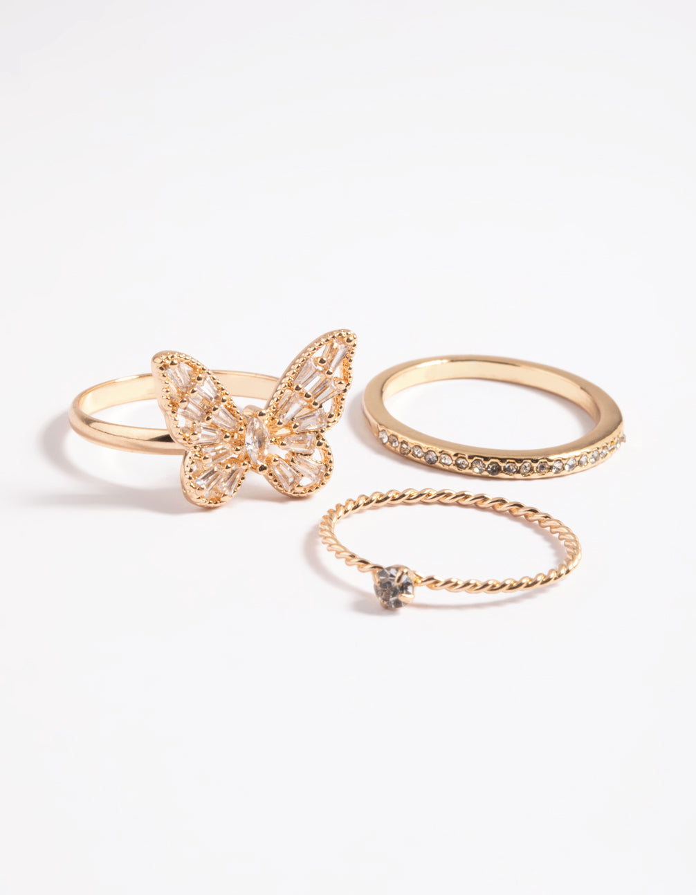 Gold Butterfly Ring Set