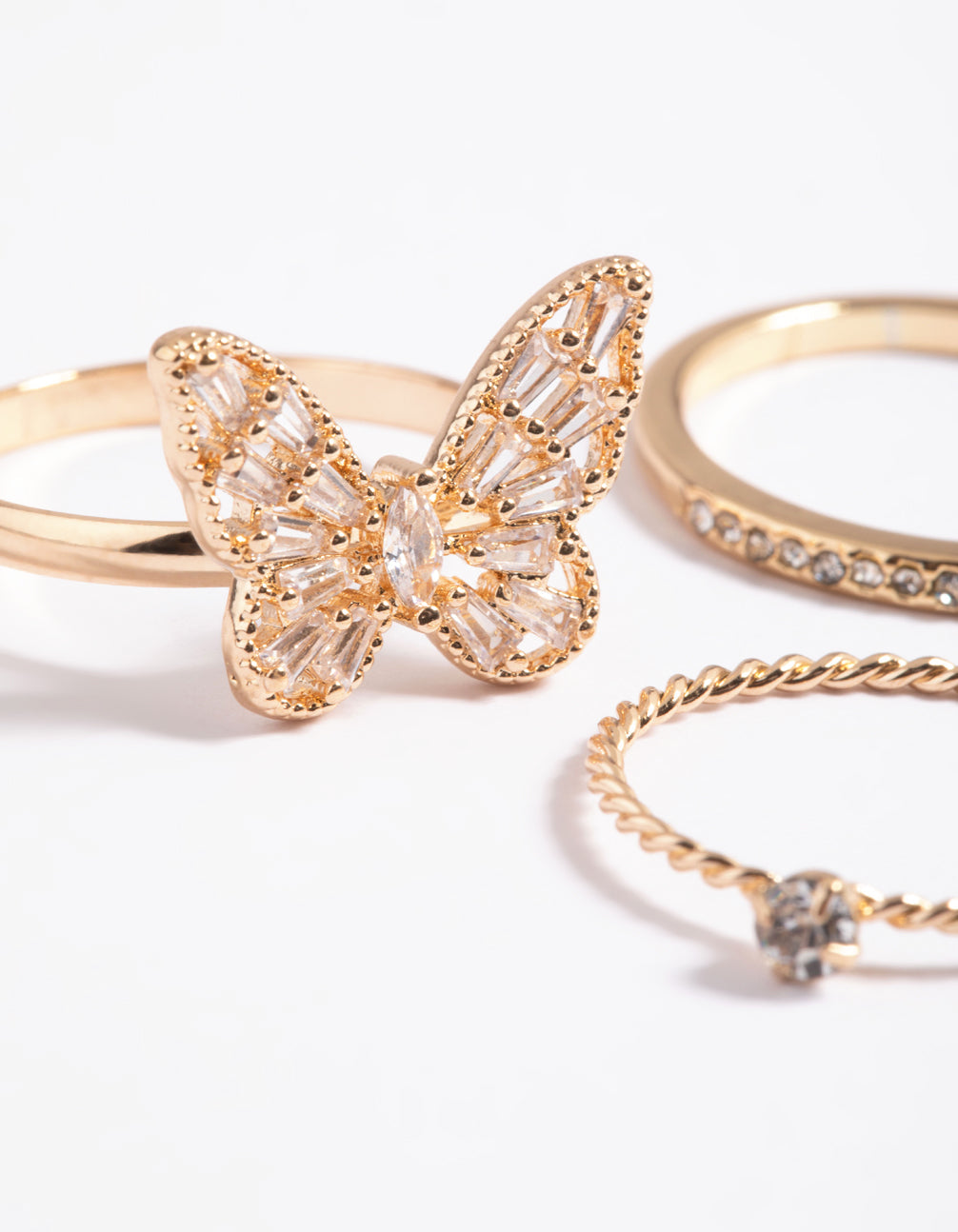 Gold Butterfly Ring Set