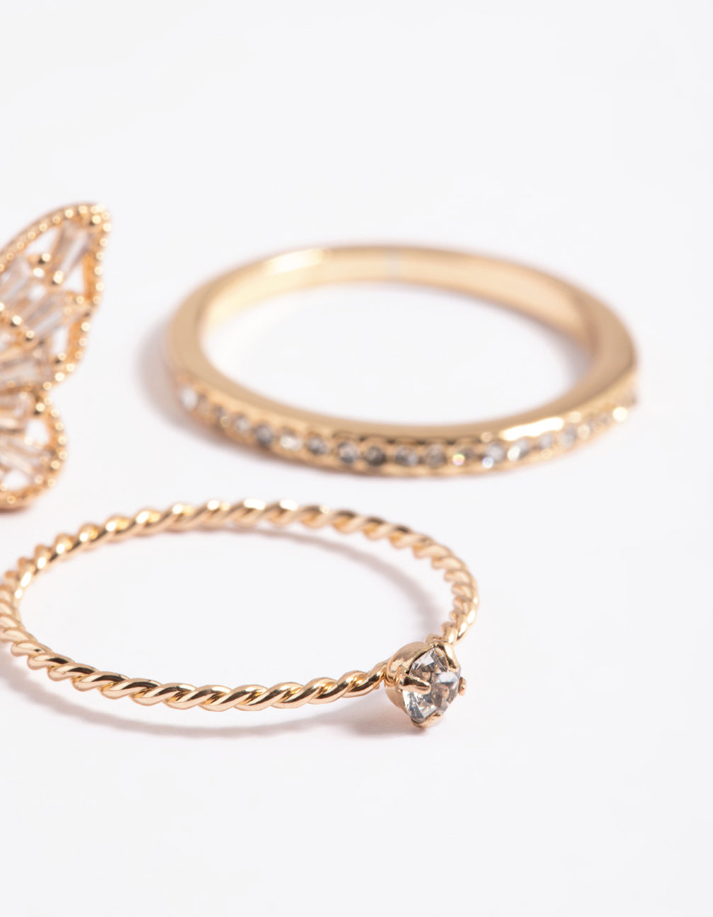 Gold Butterfly Ring Set