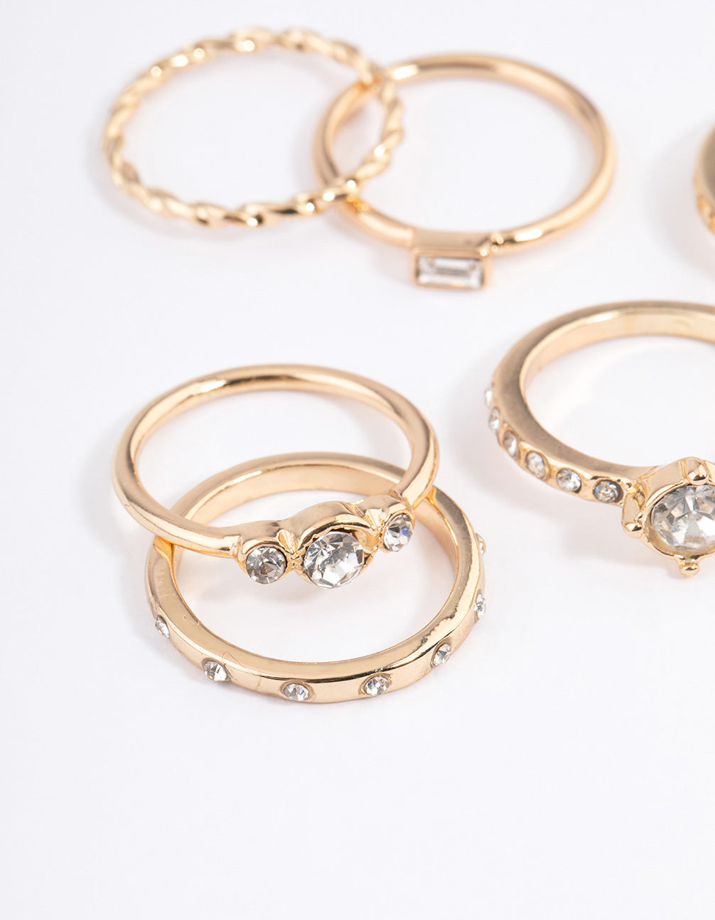 Gold Crystal Halo Diamante Ring Pack of 8