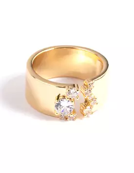 Gold CZ Open Front Ring