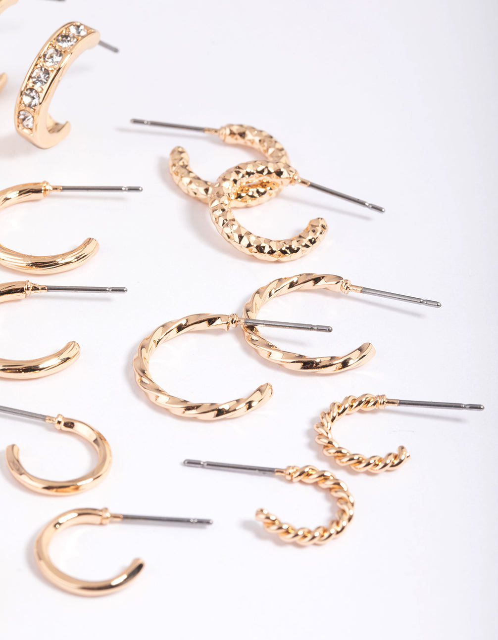 Gold Diamante Hoop Earring 8-Pack