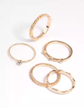 Gold Diamond Ring Stack Set