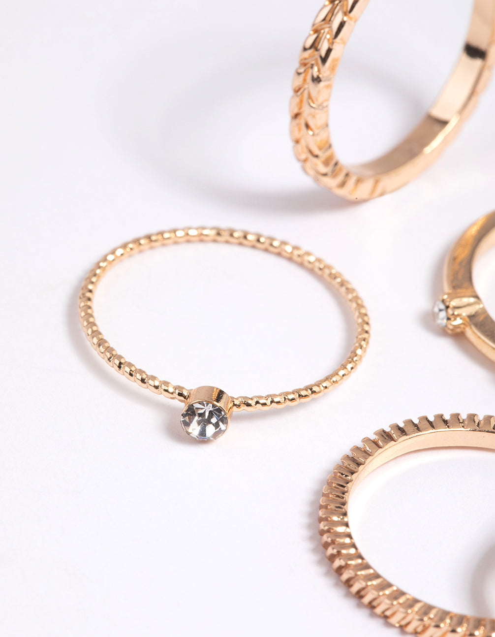 Gold Diamond Ring Stack Set