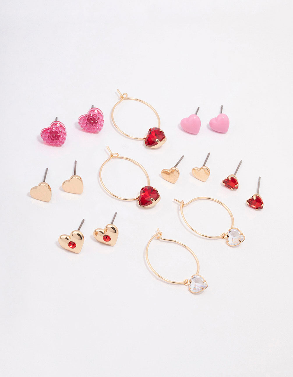 Gold Heart Earrings 8-Pack