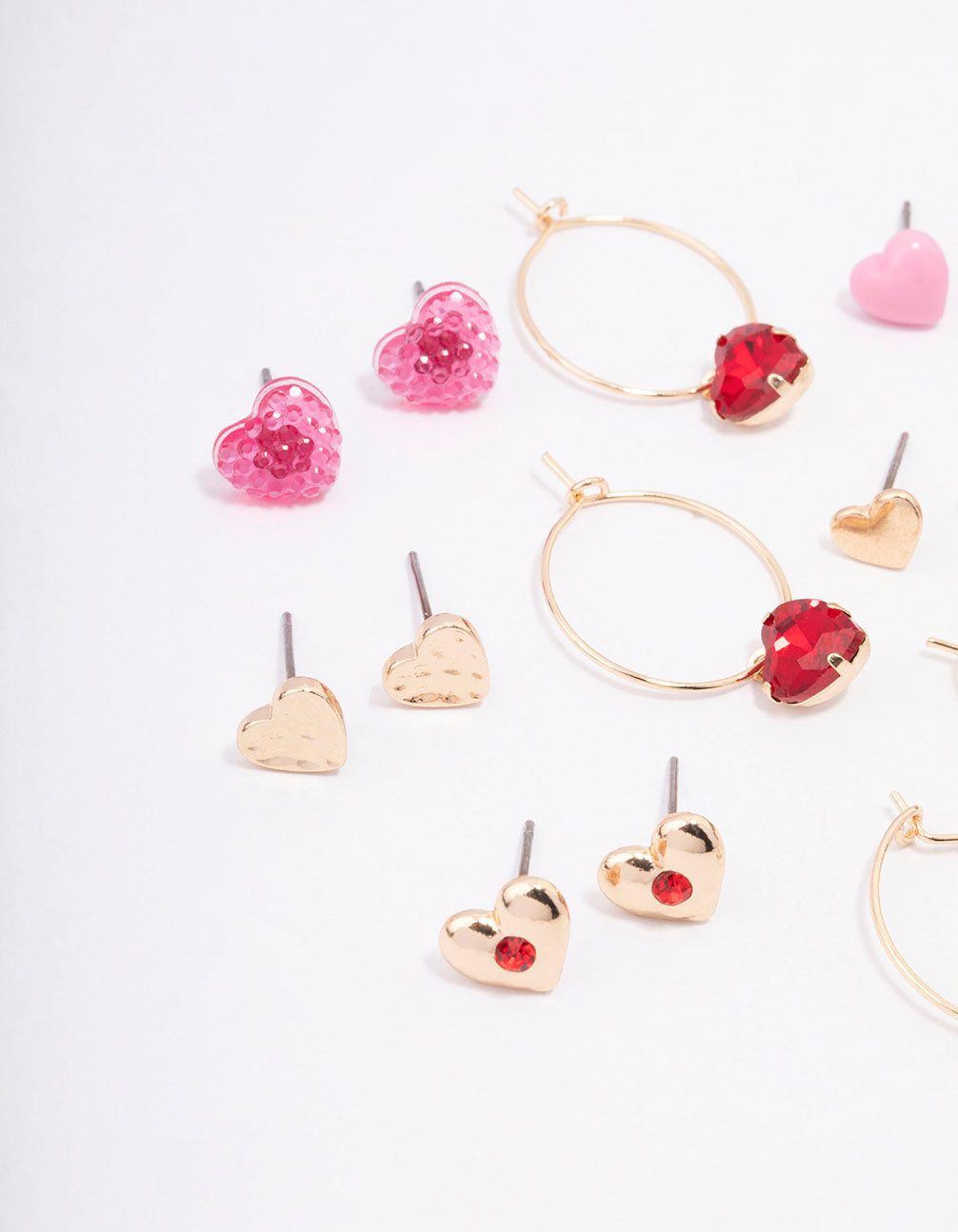 Gold Heart Earrings 8-Pack