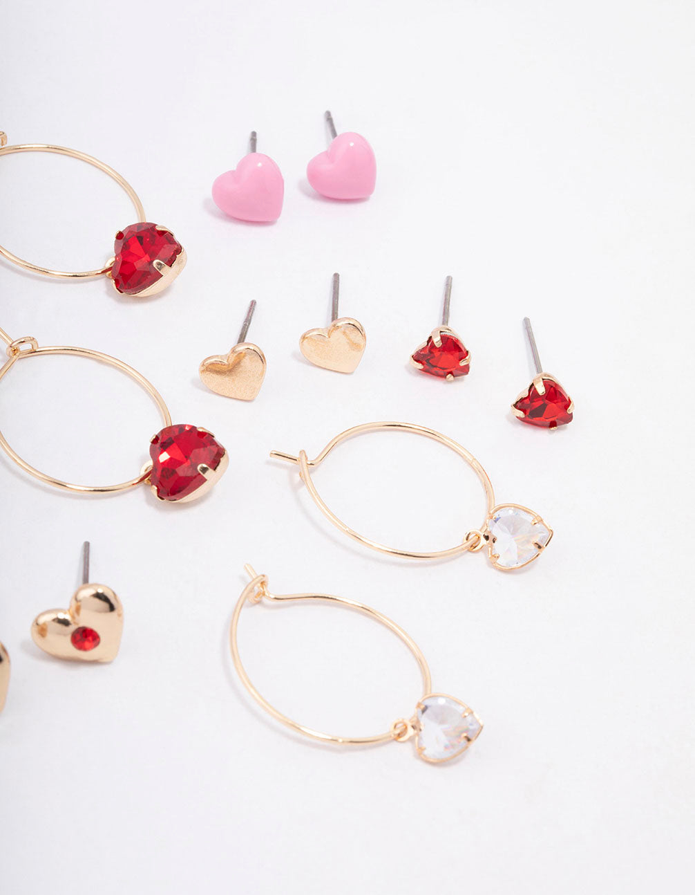 Gold Heart Earrings 8-Pack