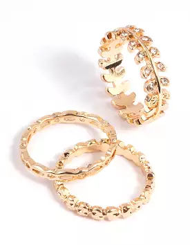 Gold Leaf and Chain Ring Stack Set