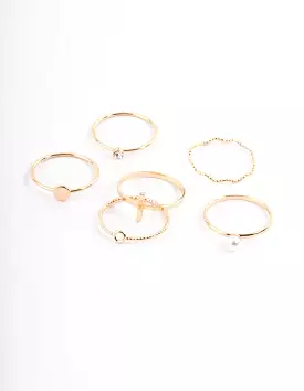 Gold Pearl Ring 6-Pack