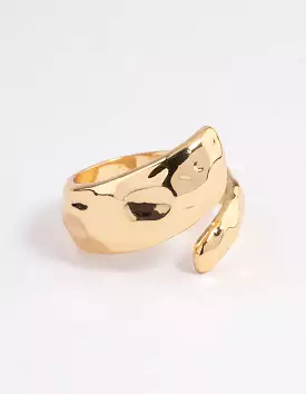 Gold Plated Bold Textured Wrap Ring