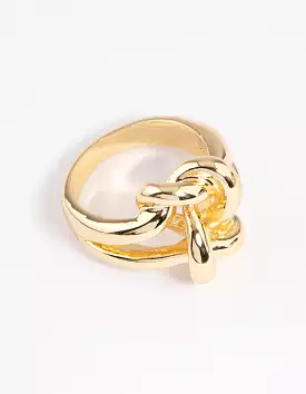 Gold Plated Double Knot Ring - Affordable Luxury Fashion Jewelry