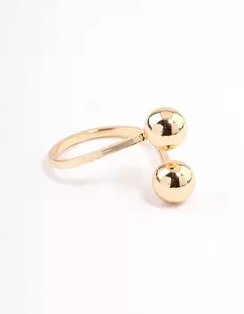 Gold Plated Two Ball Ring