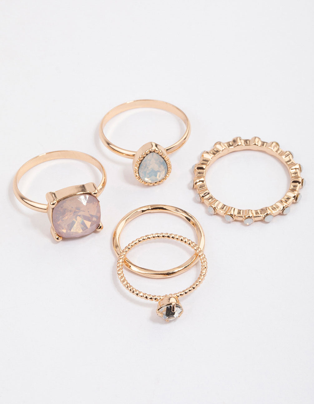 Gold Textured Ring Set