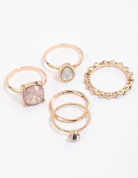 Gold Textured Ring Set