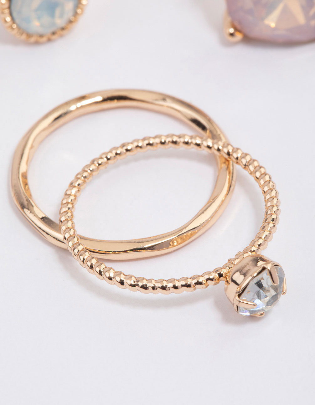 Gold Textured Ring Set