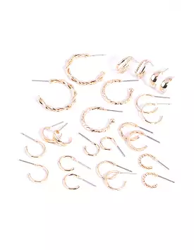 Gold Twisted Hoop Earring 12-Pack - Buy Now!