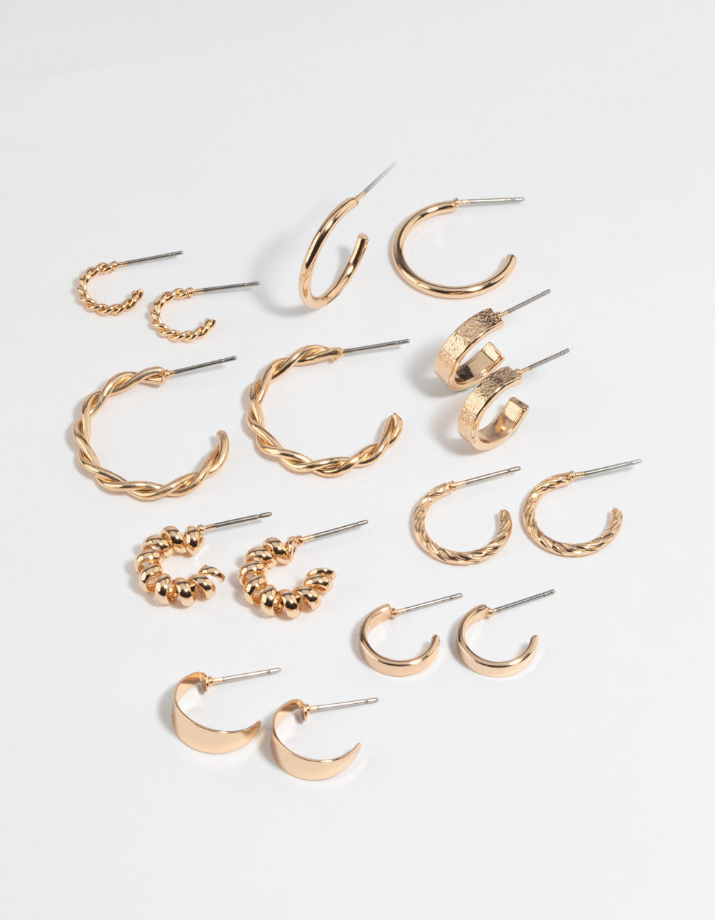 Gold Twisted Hoop Earring Set of 8