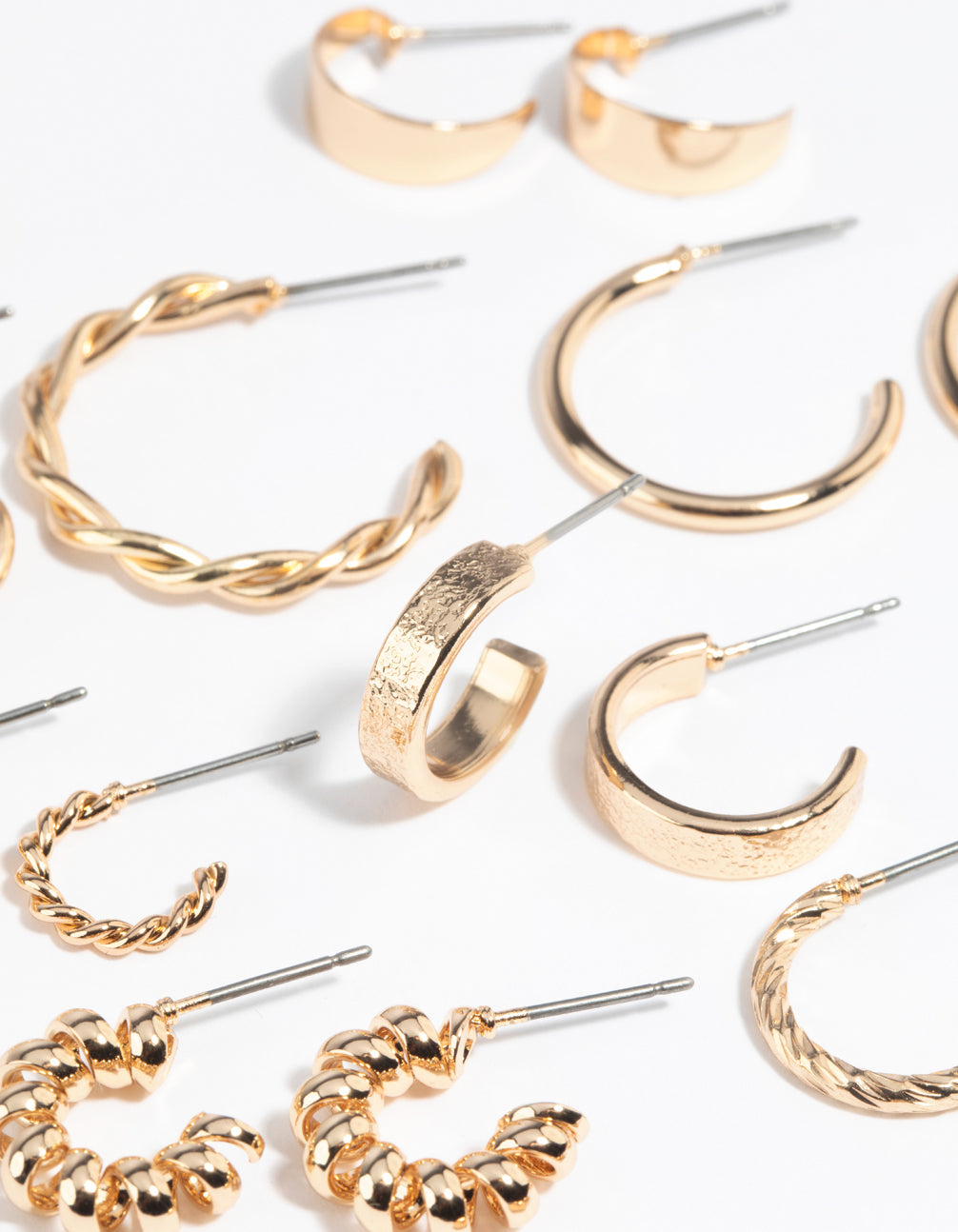 Gold Twisted Hoop Earring Set of 8