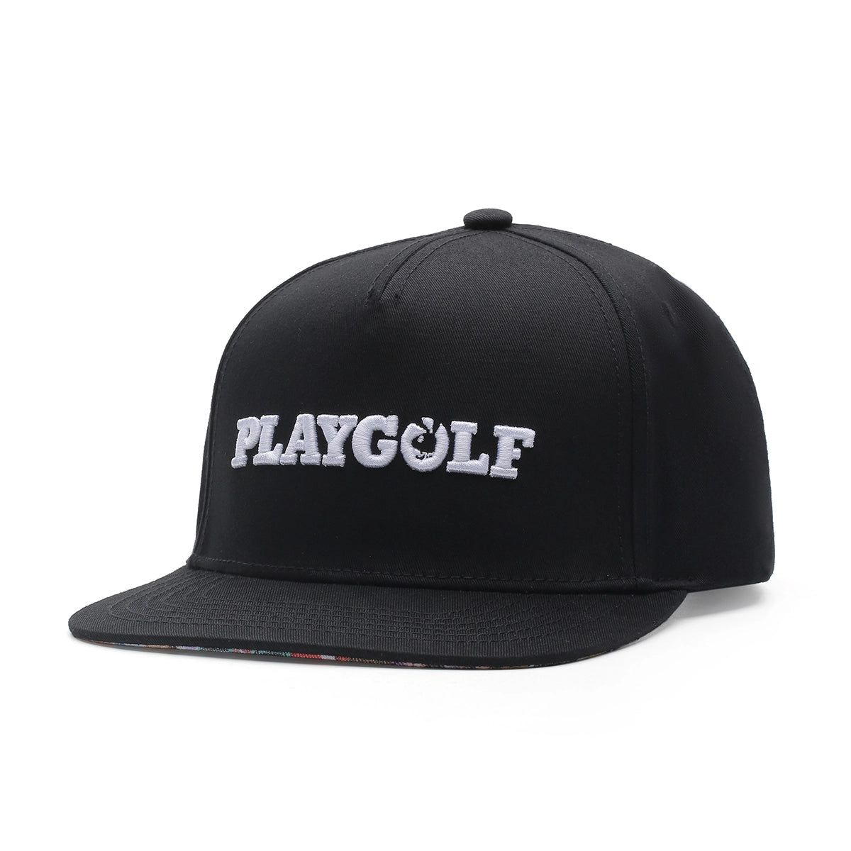 Golf Black SnapBack Hat - Flat Brim