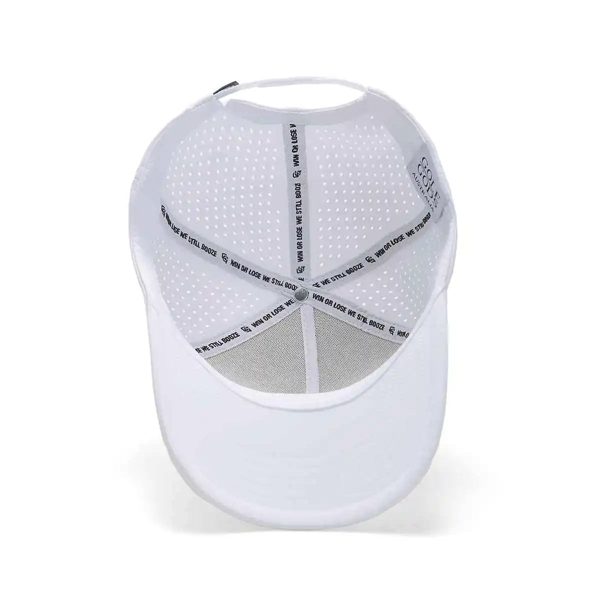 Golf Hat with Curved Brim - TOUR PRO White Hat with Cocaine & Hookers Design