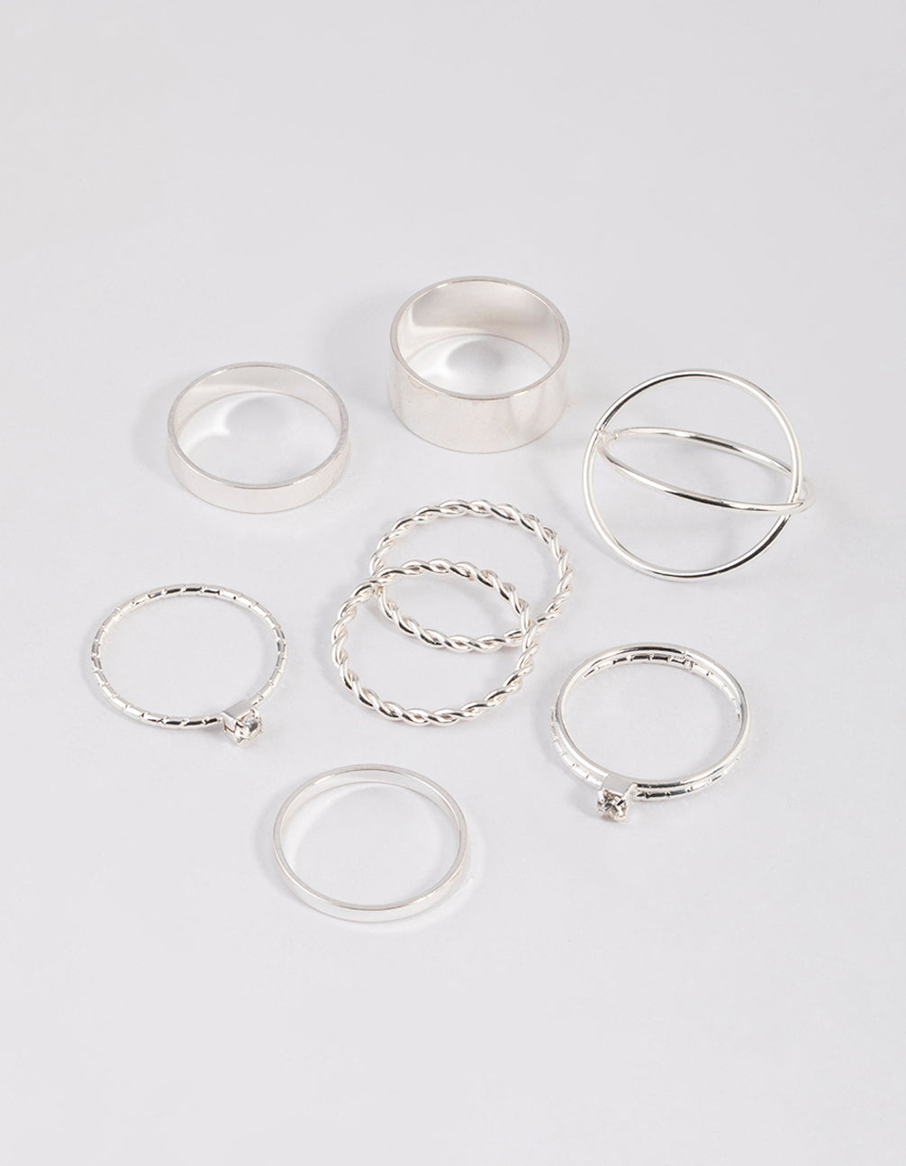 Google-friendly Keywords: Silver, Thick, Diamante, Ring, 8-Pack.