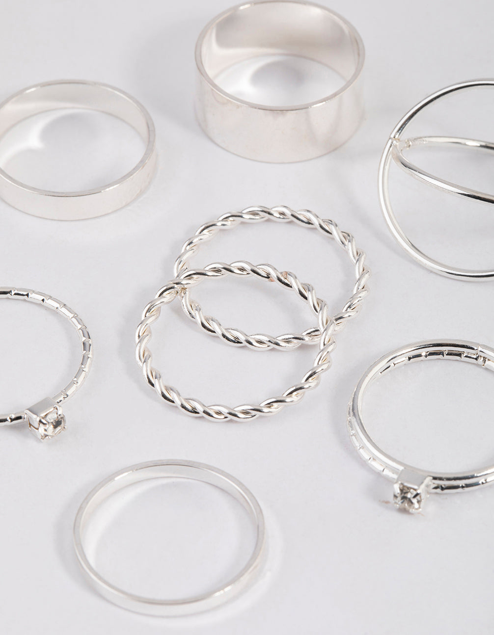 Google-friendly Keywords: Silver, Thick, Diamante, Ring, 8-Pack.