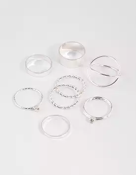 Google-friendly Keywords: Silver, Thick, Diamante, Ring, 8-Pack.