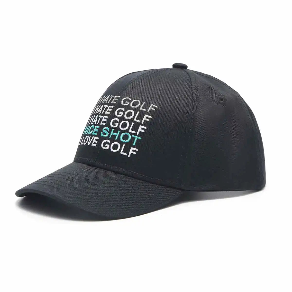 Google-friendly result: Black SnapBack Golf Hat with Curved Brim - Disliking Golf