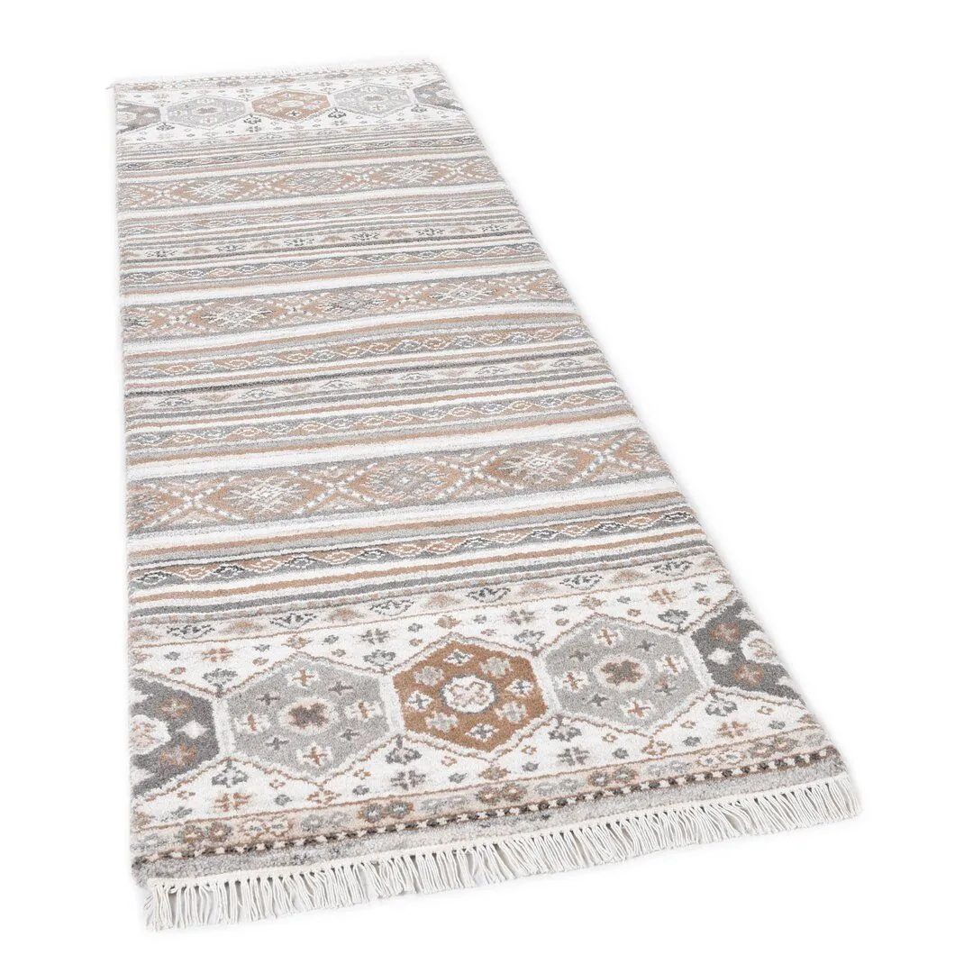 White Grey Hand Knotted Wool Rug