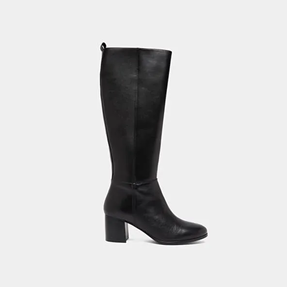 Black Leather Heeled Boots