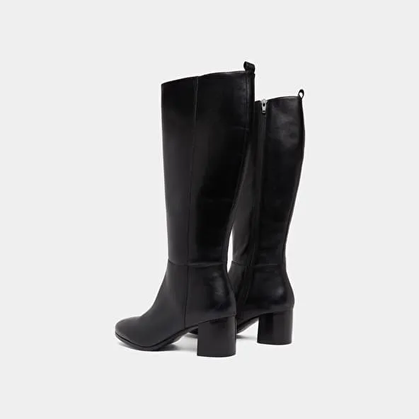 Black Leather Heeled Boots